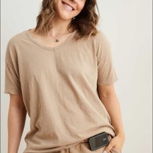 Aerie Distressed V-Neck Boyfriend T-Shirt